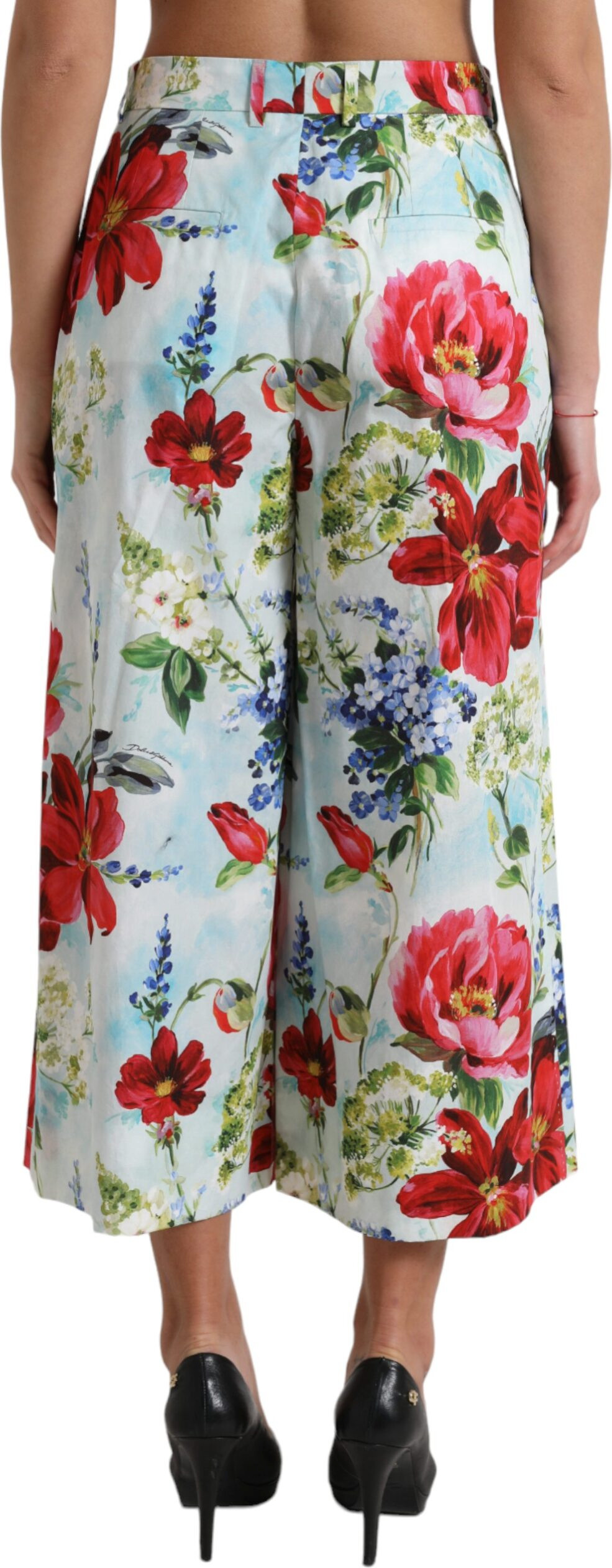 Multicolor Floral High Waist Wide Leg Pants Dolce & Gabbana