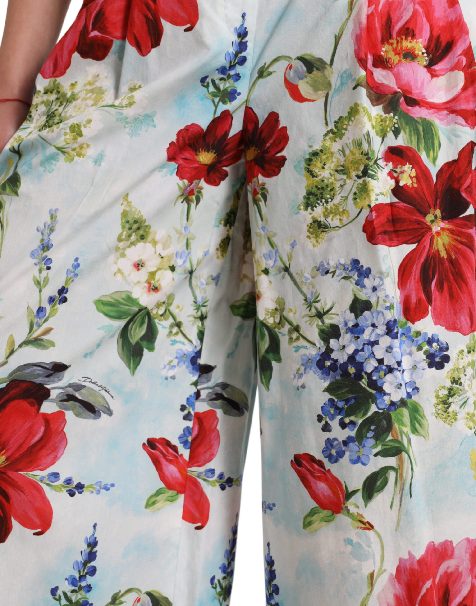 Multicolor Floral High Waist Wide Leg Pants Dolce & Gabbana