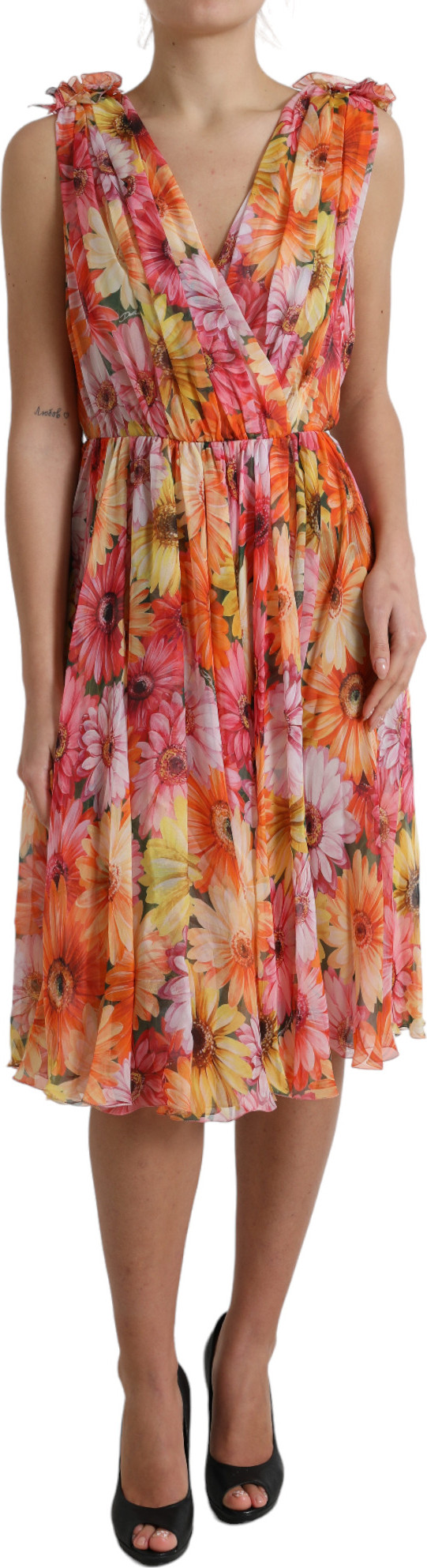 Midi ko'ylak Dolce & Gabbana Multicolor Yomg'irgul Bosma Atlas Midi Ko'ylak