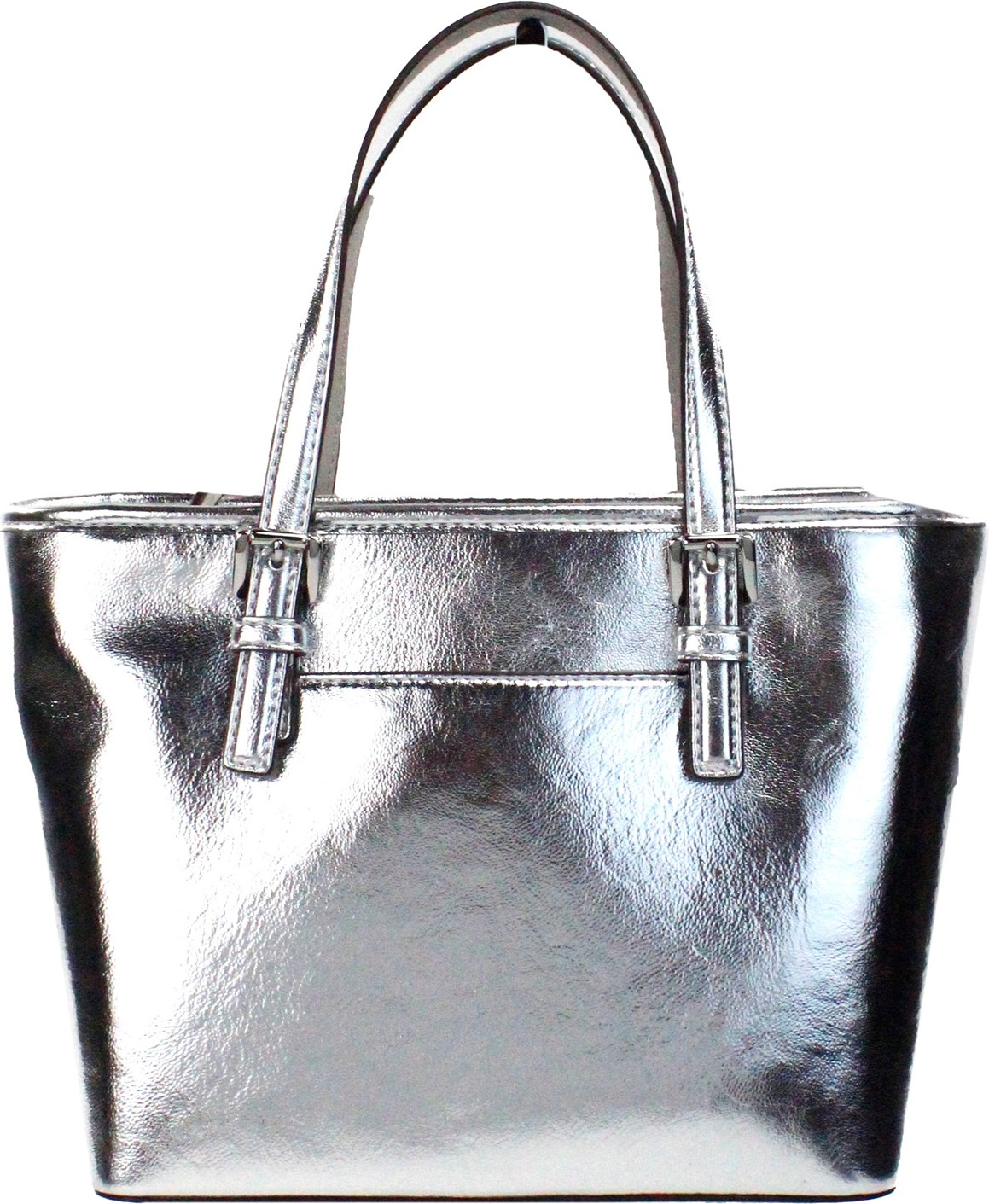 Tote Bag Michael Kors Jet Set Silver Metallic XS Carryall Top Zip Tote Bag Purse