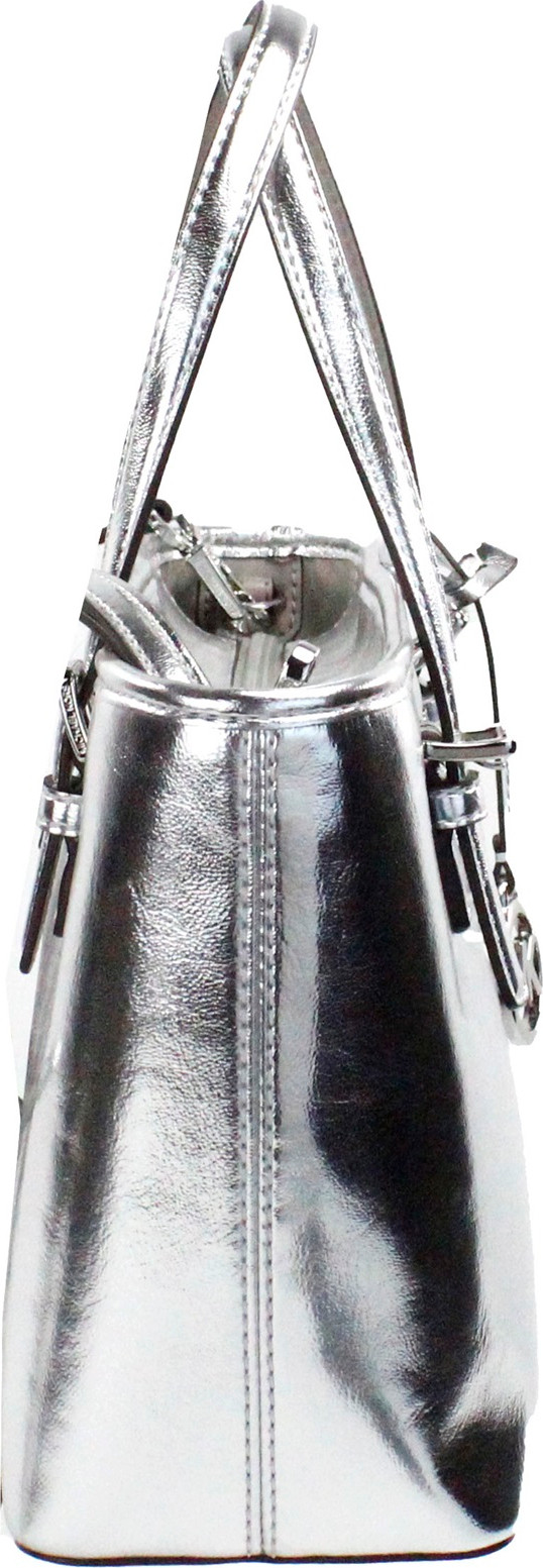 Tote Bag Michael Kors Jet Set Silver Metallic XS Carryall Top Zip Tote Bag Purse