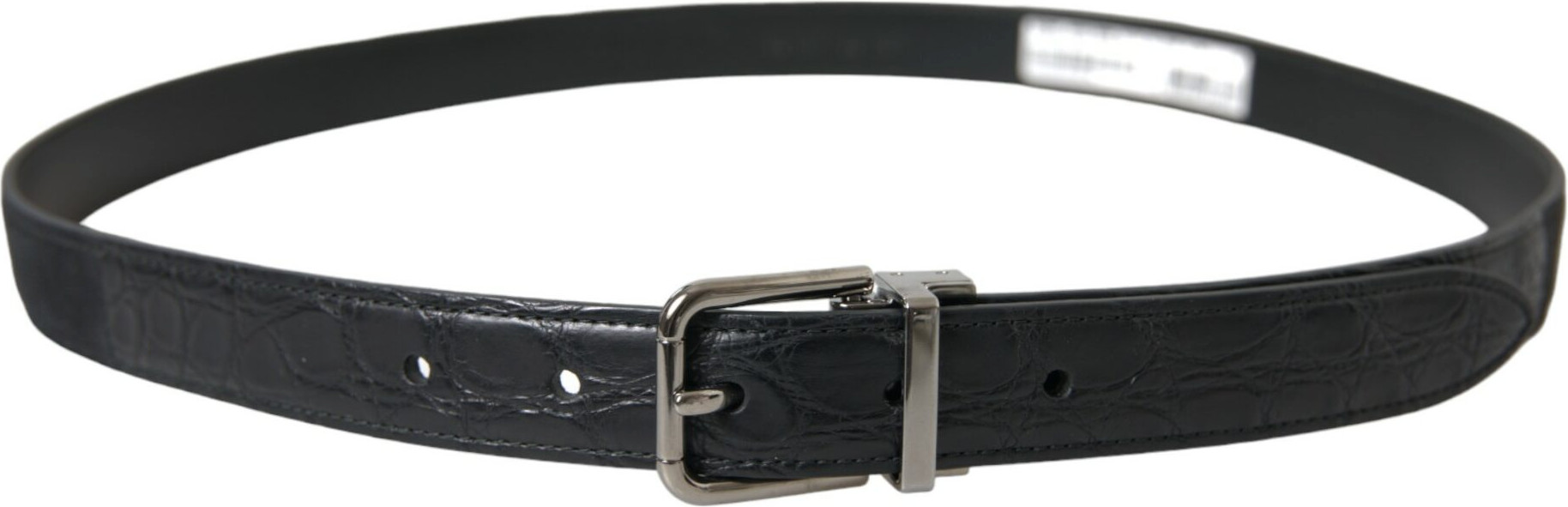 Dolce & GabbanaBeləyi Qara Dəri Gümüş Metal Tokalı Bel Kəməri