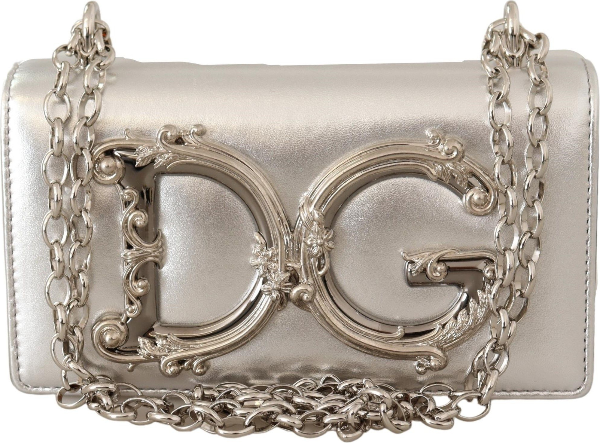 Кошелек Dolce & Gabbana Элегантный Серебристый Кожаный Чехол для Телефона
