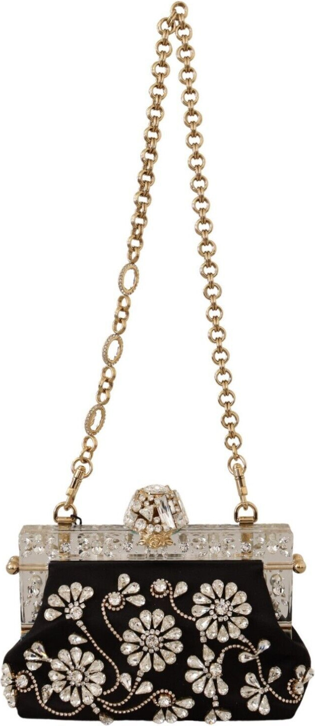 Клатч Dolce & Gabbana Элегантный Декорированный Черный Атласный Vanda