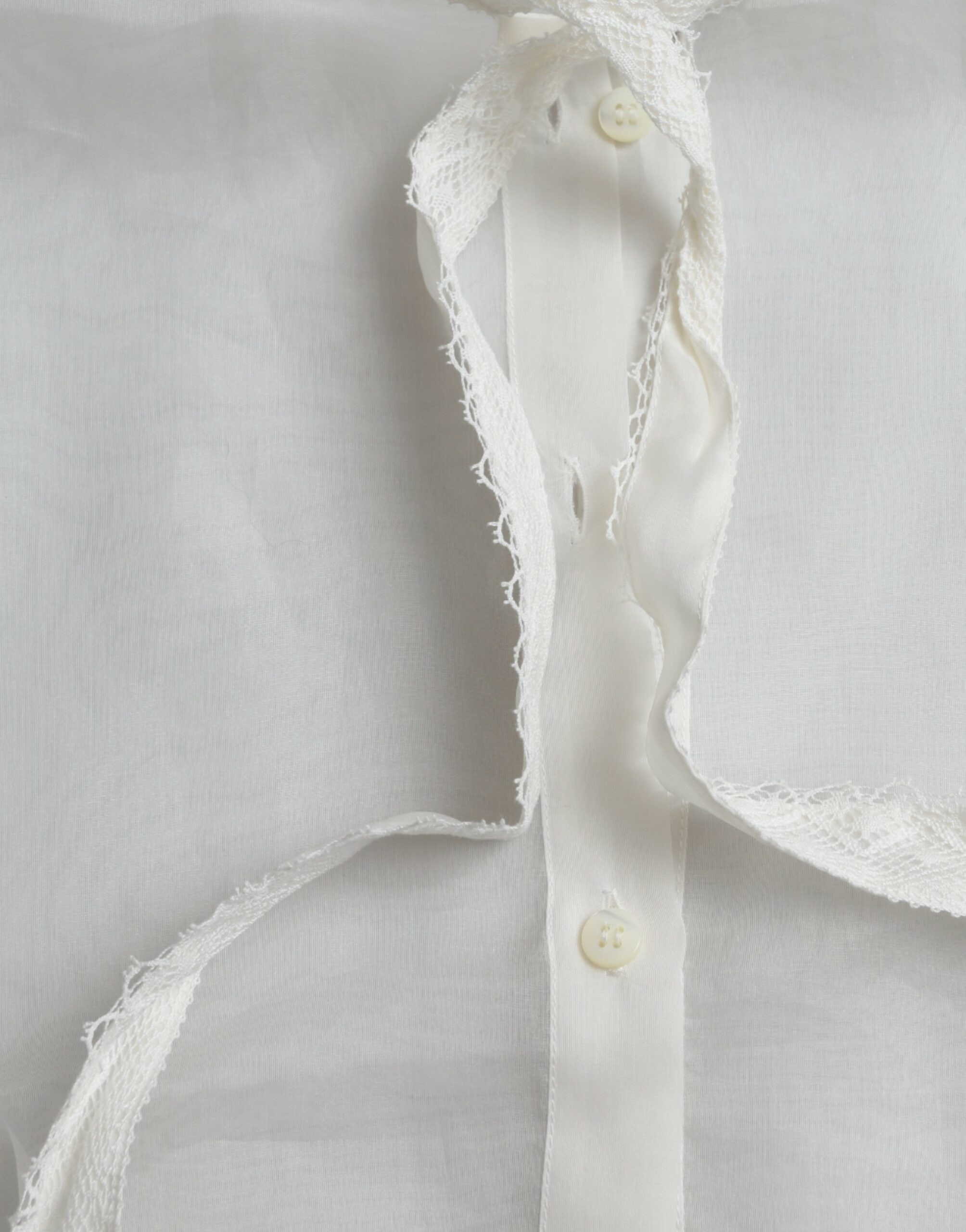 White Silk Long Sleeves Ascot Collar Top Dolce & Gabbana