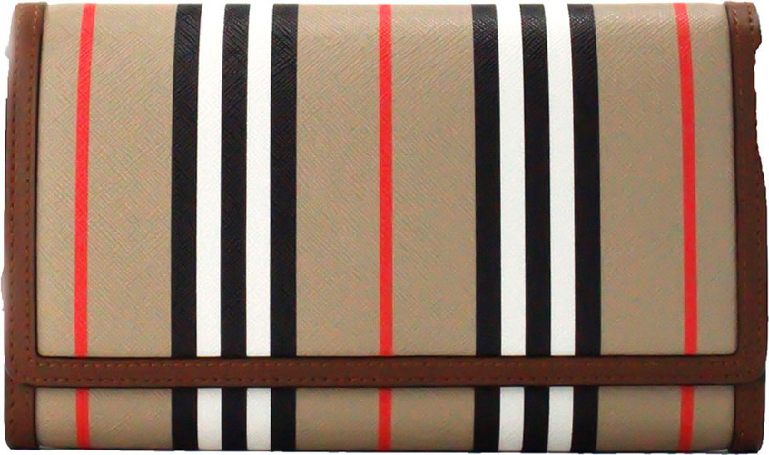 Crossbody Bag Burberry Hannah Icon Stripe Archive Tan E-Canvas Leather