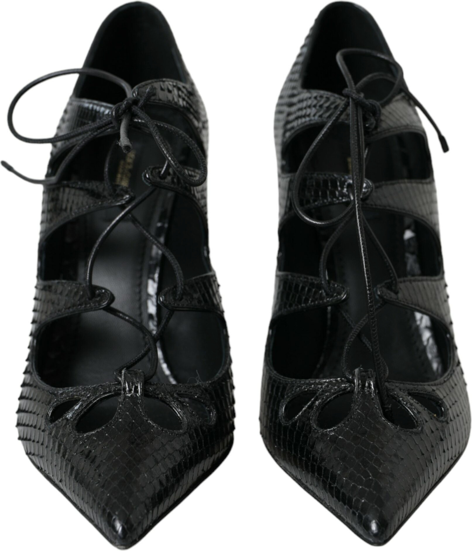 Black Python Leather Mary Jane Pumps Shoes by Dolce & Gabbana