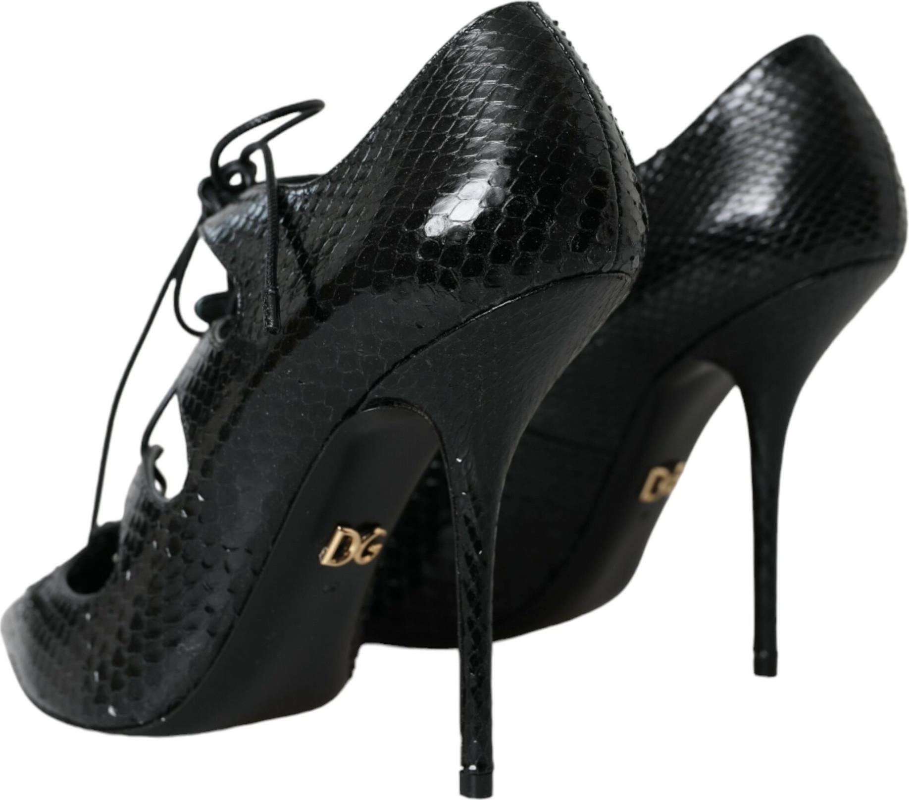 Black Python Leather Mary Jane Pumps Shoes by Dolce & Gabbana