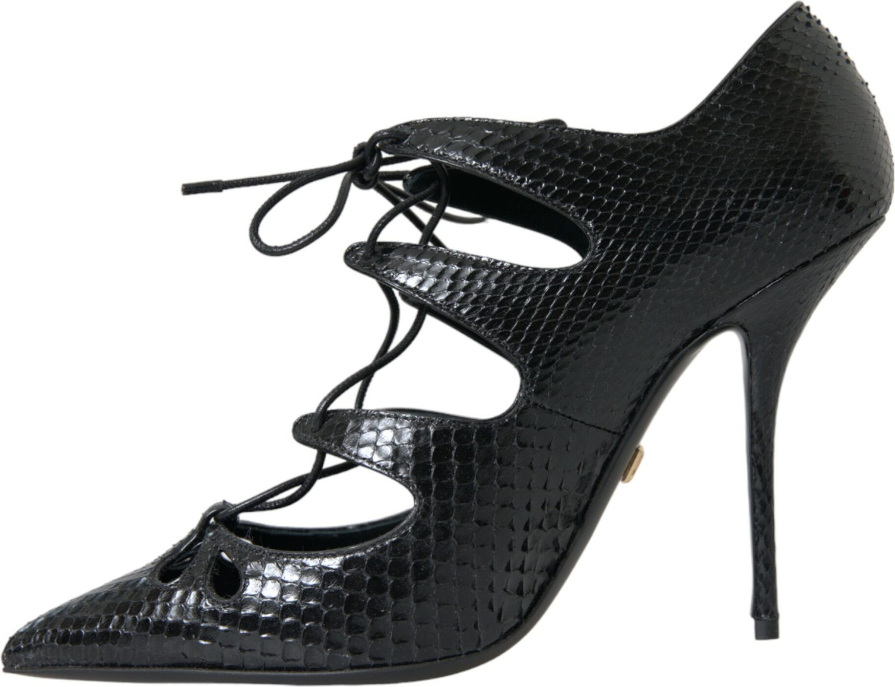 Black Python Leather Mary Jane Pumps Shoes by Dolce & Gabbana
