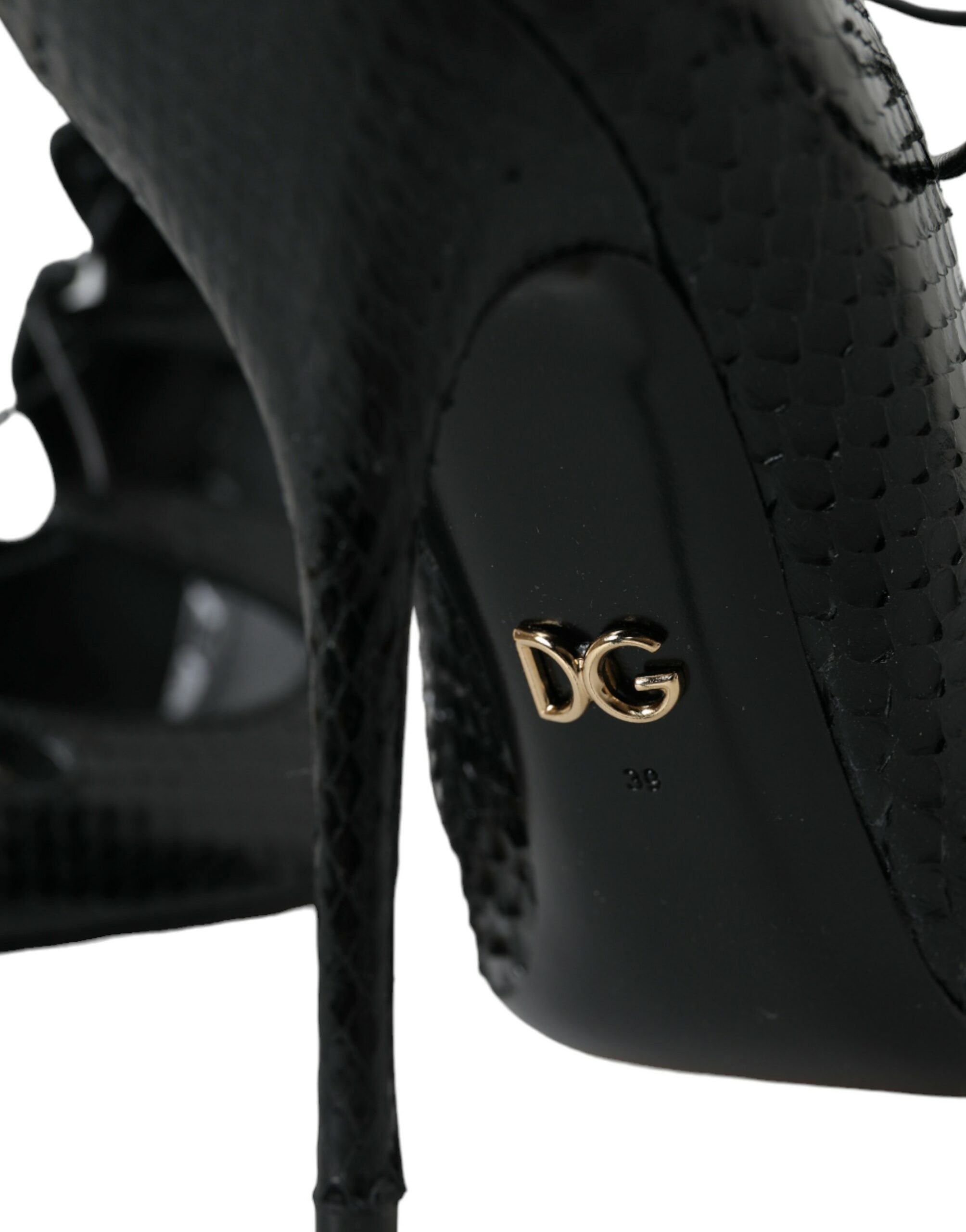 Black Python Leather Mary Jane Pumps Shoes by Dolce & Gabbana
