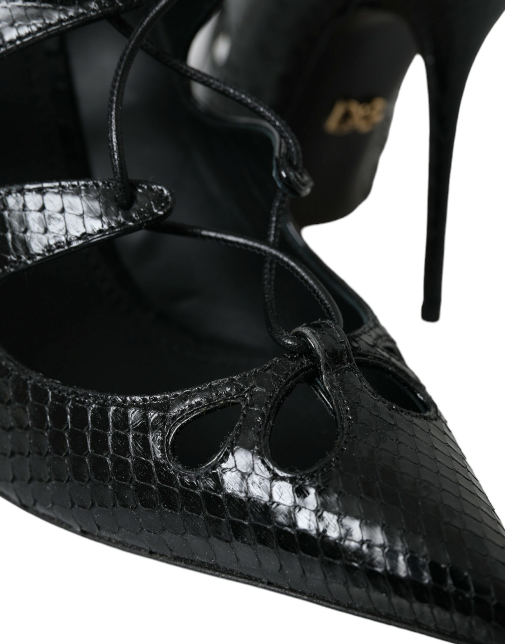 Black Python Leather Mary Jane Pumps Shoes by Dolce & Gabbana