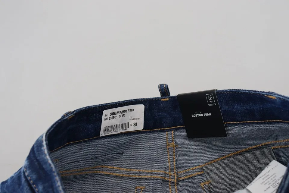 Blue Icon High Waist Denim Mini Boston Jean Skirt Dsquared2