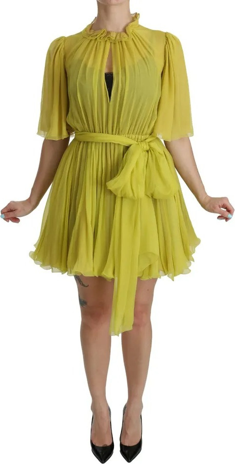 Yellow Shift A-line Silk Gown Dress Dolce & Gabbana