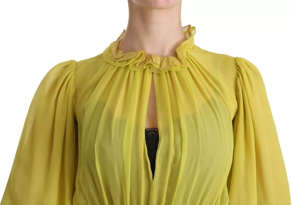 Yellow Shift A-line Silk Gown Dress Dolce & Gabbana