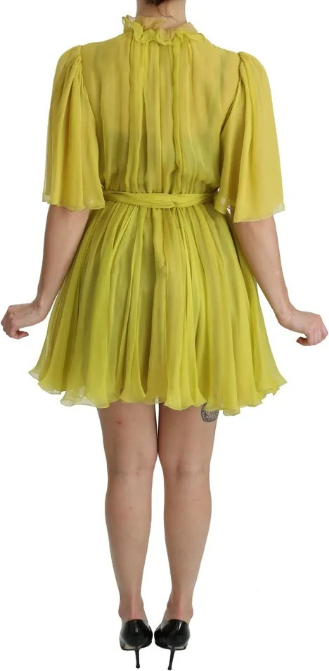 Yellow Shift A-line Silk Gown Dress Dolce & Gabbana