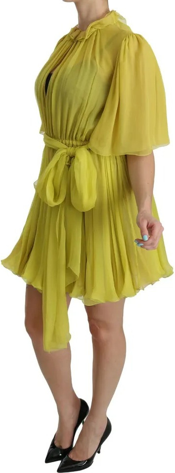 Yellow Shift A-line Silk Gown Dress Dolce & Gabbana