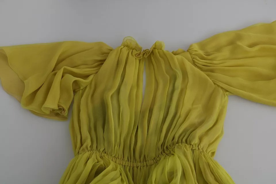 Yellow Shift A-line Silk Gown Dress Dolce & Gabbana