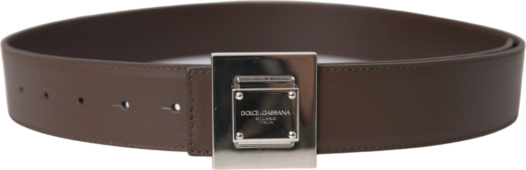 Dolce & Gabbana Belbog'i, Jigarrang Buqa Terisi, Kvadrat Metallicheskiy Tokali