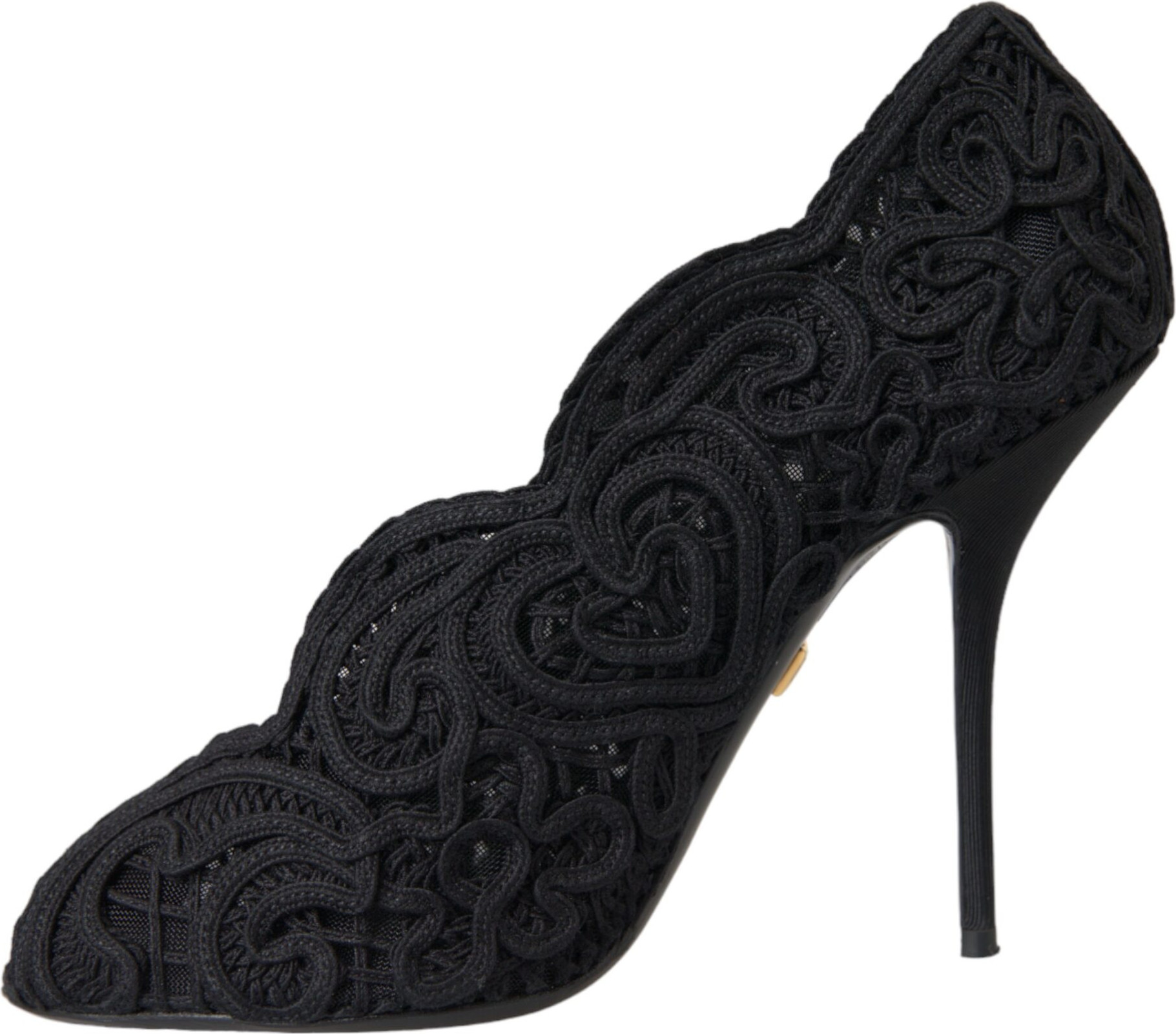 Shoes Pumps Dolce & Gabbana Black Cordonetto Ricamo Pump Open Toe