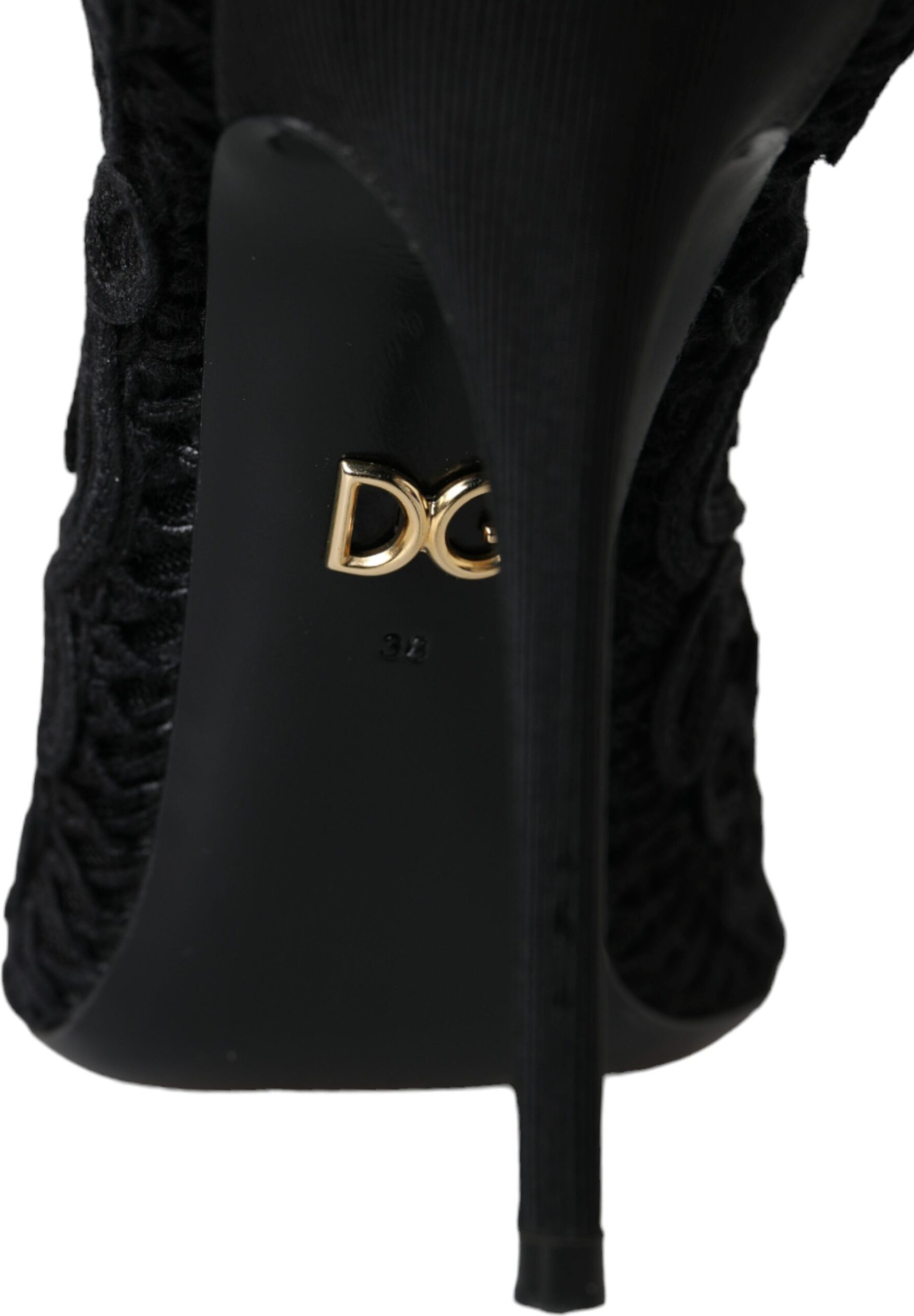 Shoes Pumps Dolce & Gabbana Black Cordonetto Ricamo Pump Open Toe