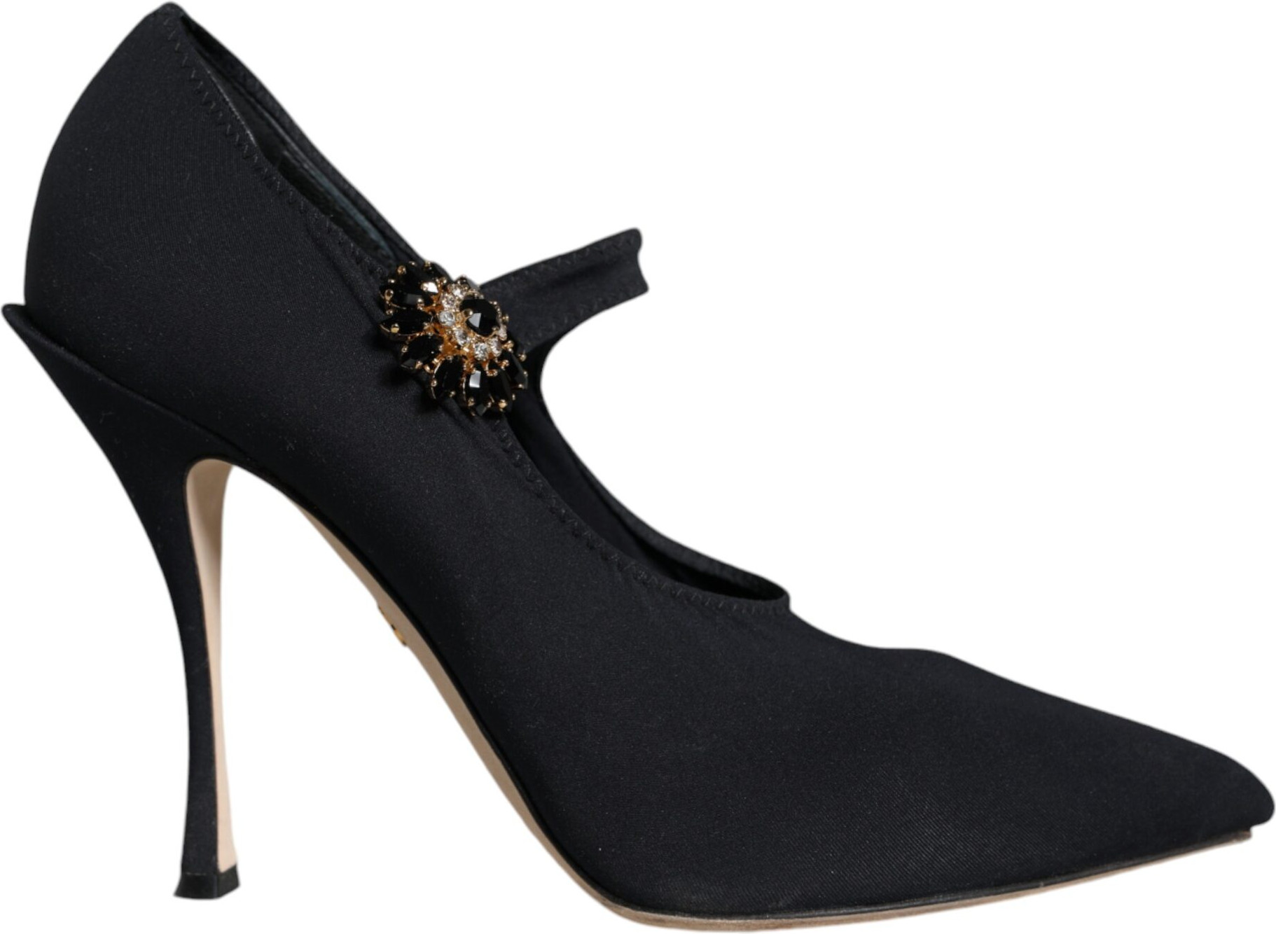 Black Mary Jane Jersey Crystal Pumps Shoes Dolce & Gabbana