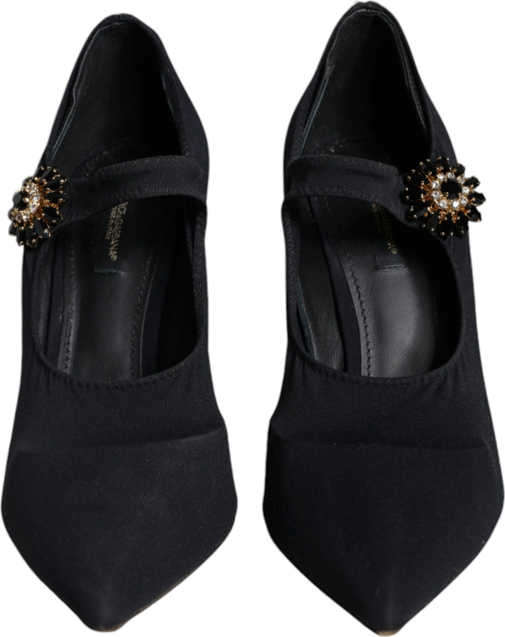 Dolce & Gabbana Qora Mary Jane Jersili Kristalli Po'stinli Oyoq Kiyimlari