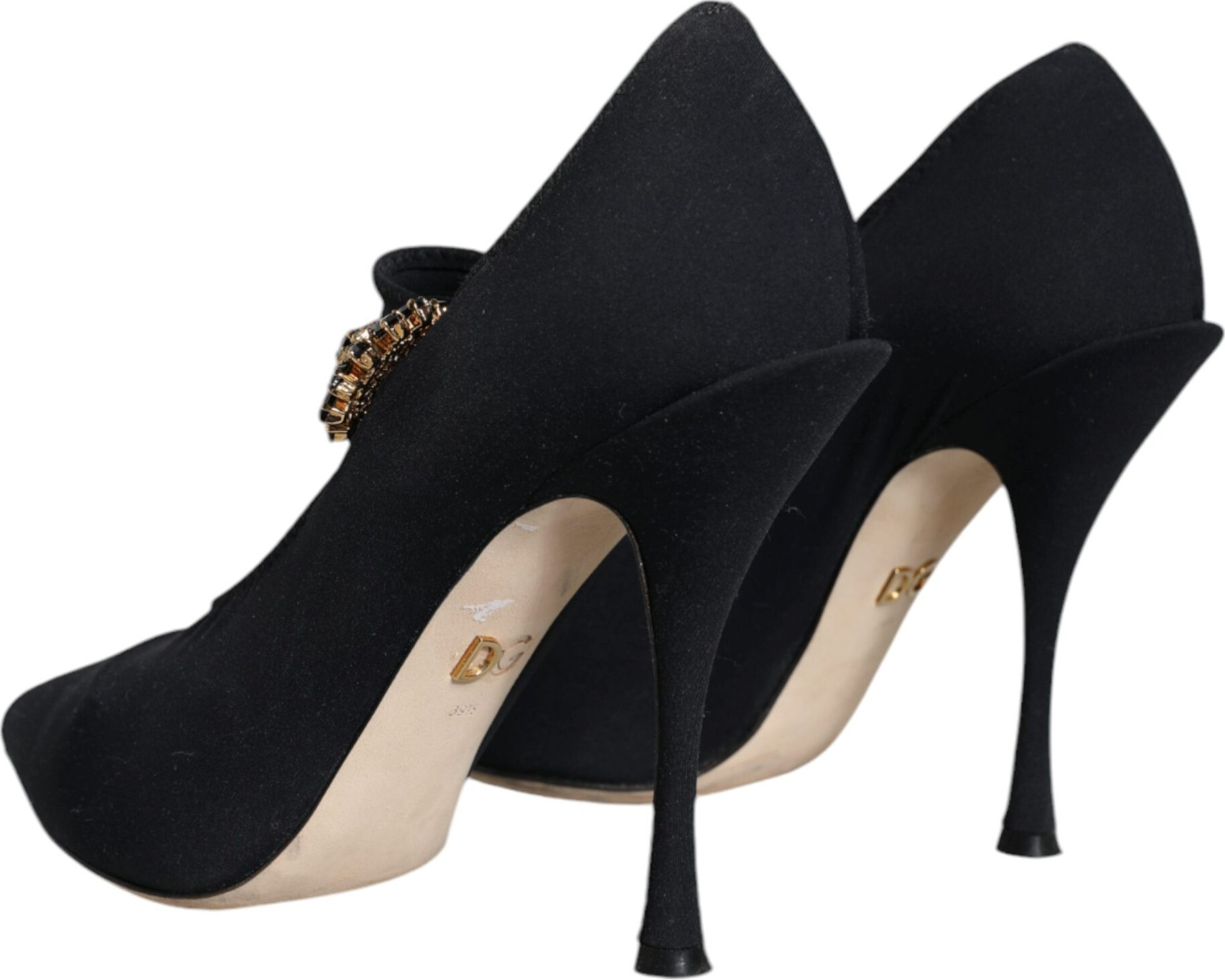 Dolce & Gabbana Qora Mary Jane Jersili Kristalli Po'stinli Oyoq Kiyimlari