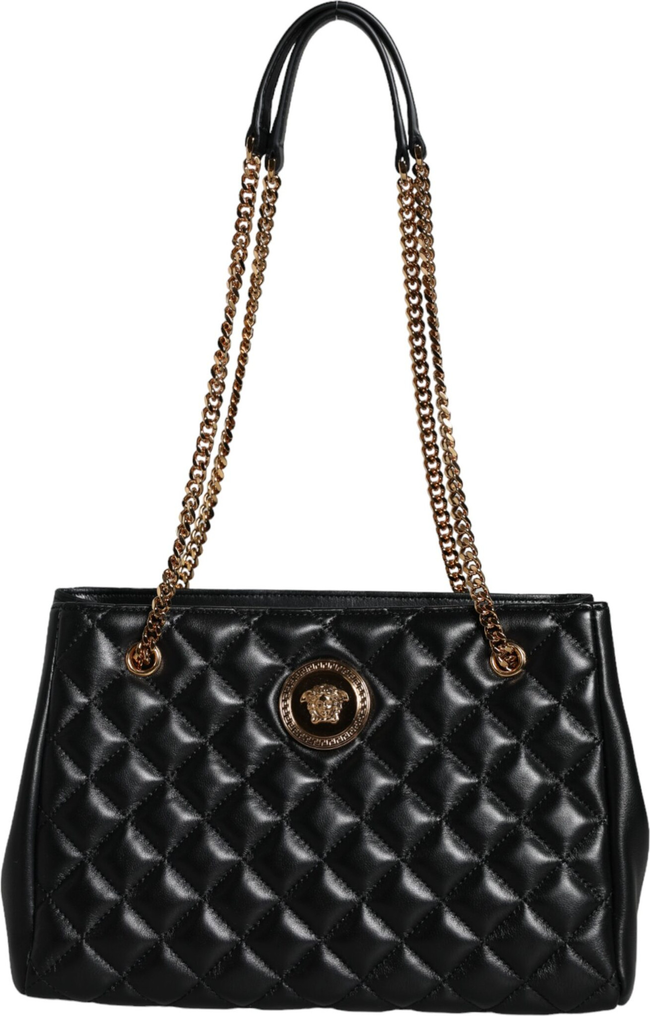 Shoulder Bag Versace Black Quilted Nappa Leather Shoulder Chain Strap Bag