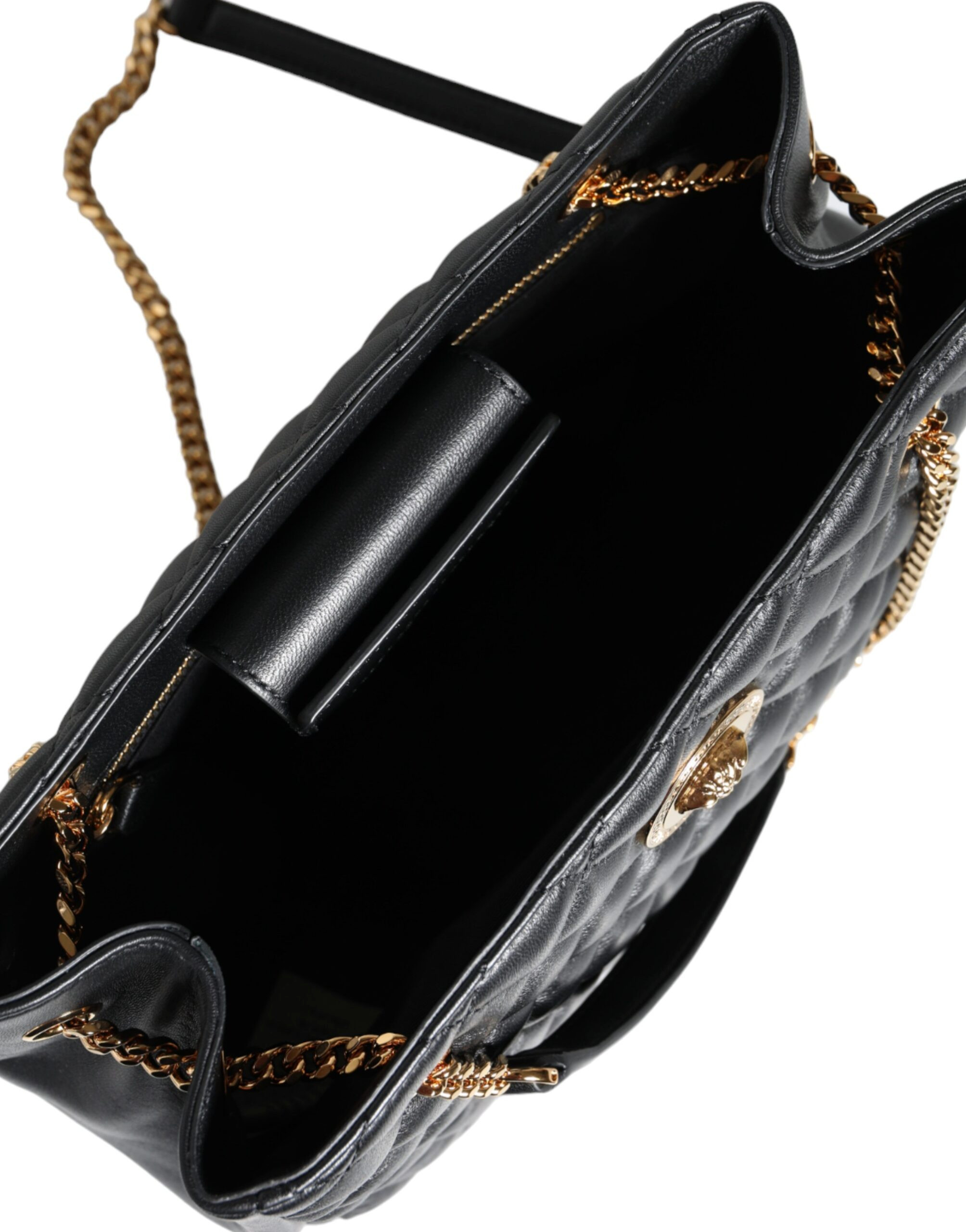 Shoulder Bag Versace Black Quilted Nappa Leather Shoulder Chain Strap Bag