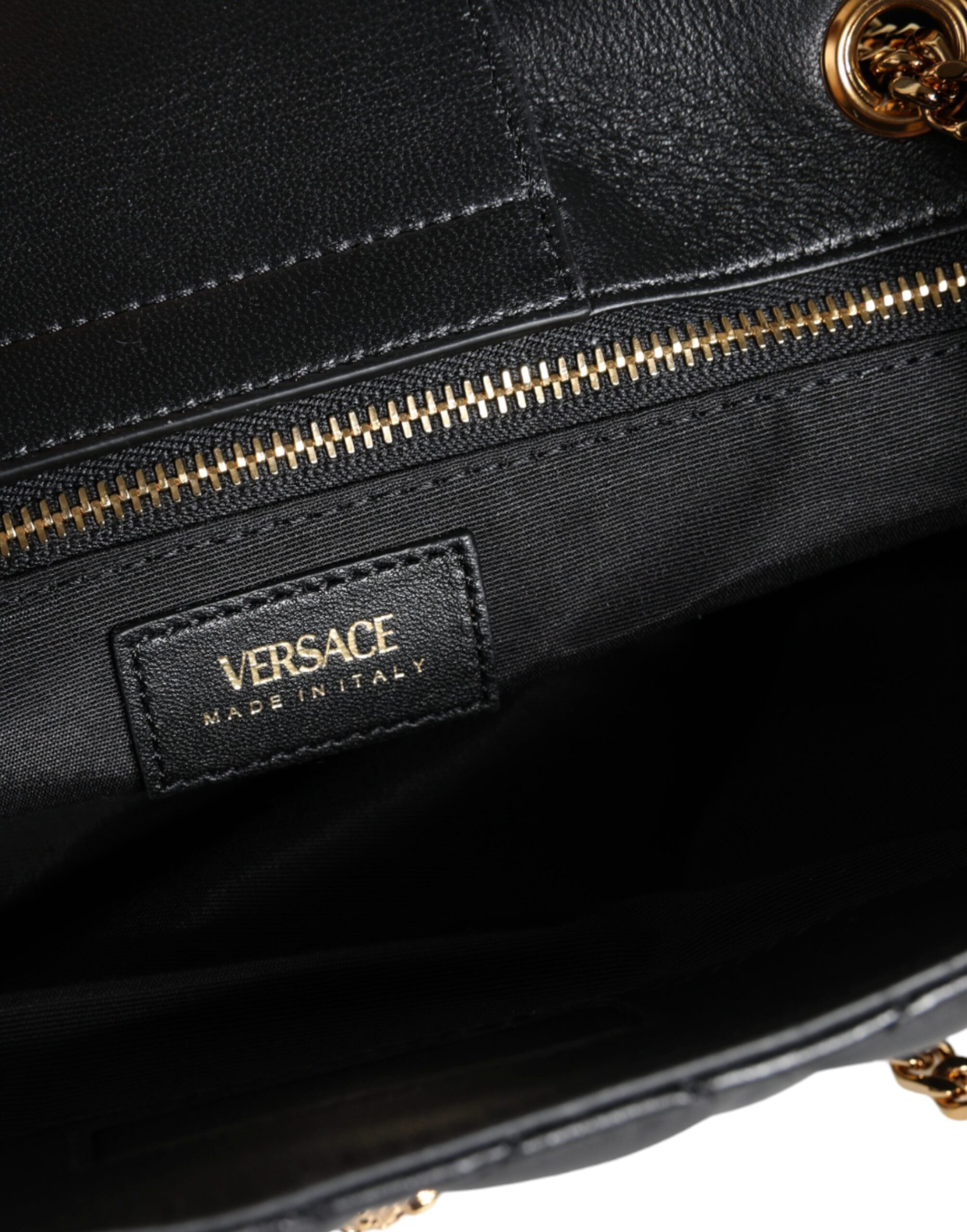 Shoulder Bag Versace Black Quilted Nappa Leather Shoulder Chain Strap Bag