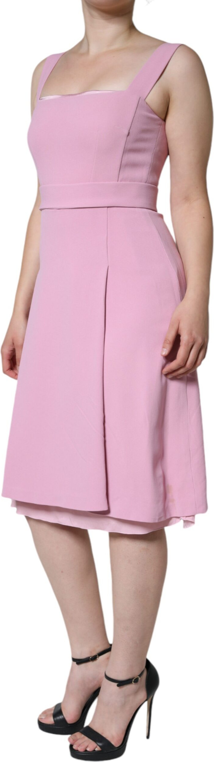 Pink A-line Flare Viscose Sleeveless Dress Dolce & Gabbana