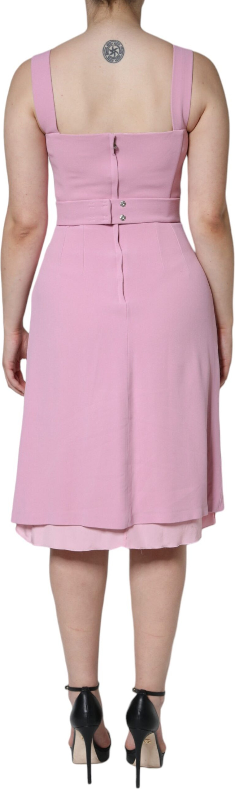 Pink A-line Flare Viscose Sleeveless Dress Dolce & Gabbana