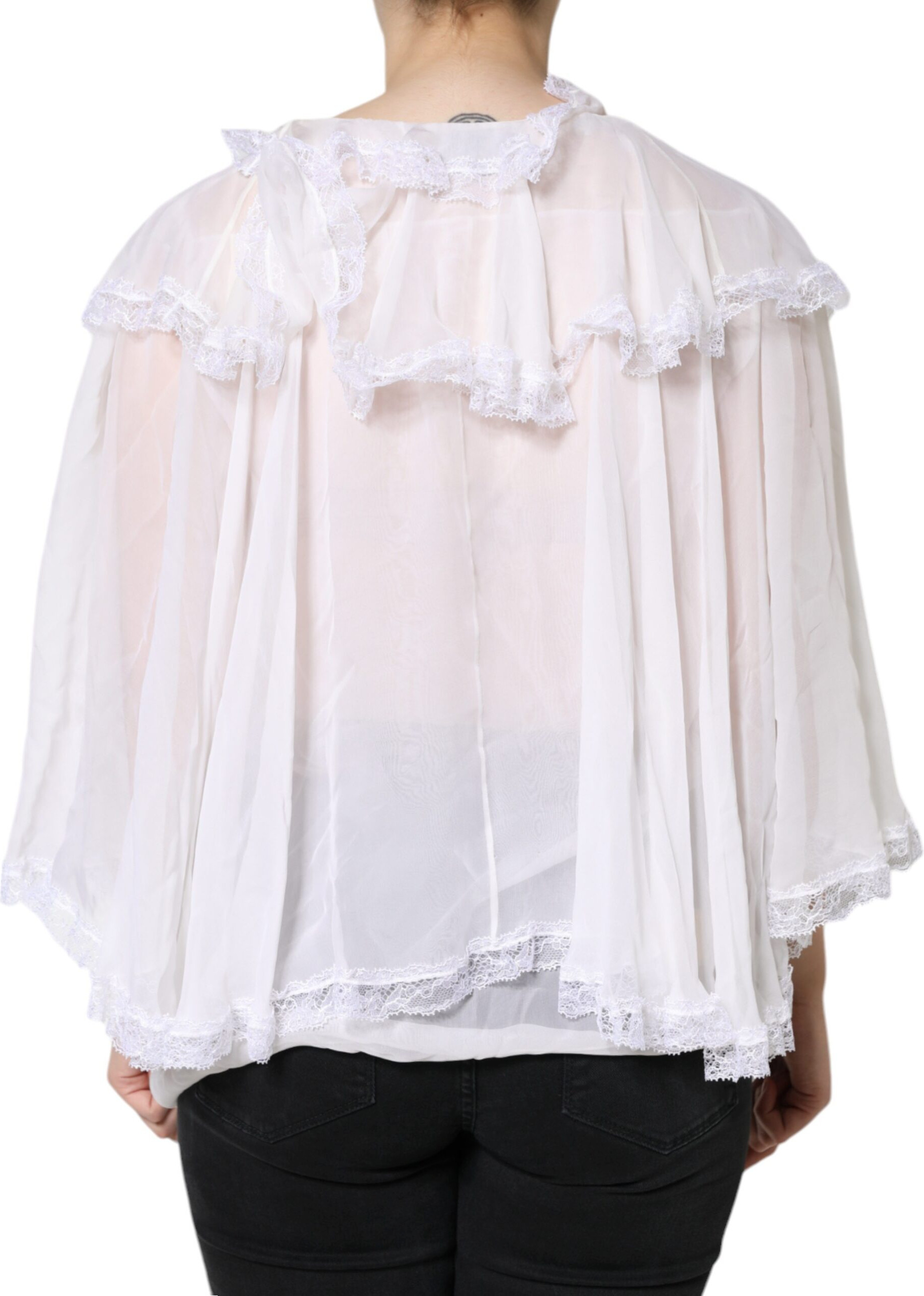 Oq ruffled dantelli uzun yengli bluzka Dolce & Gabbana