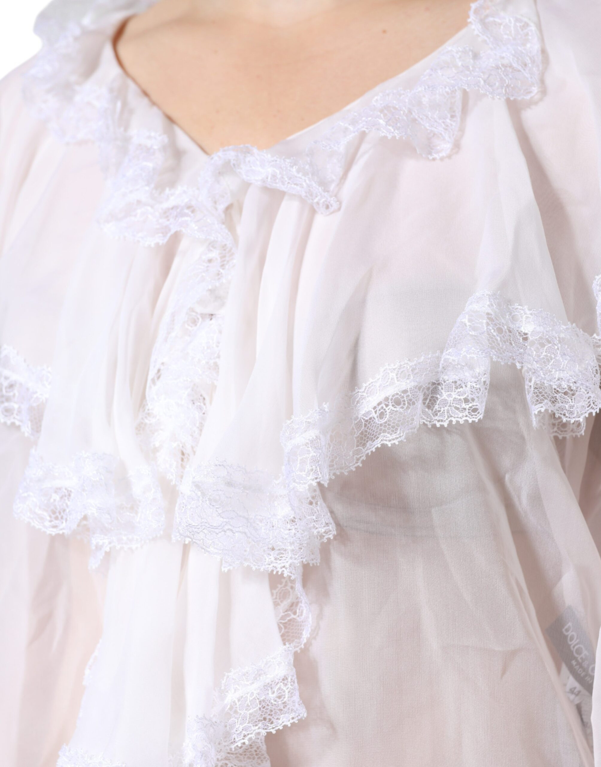 Oq ruffled dantelli uzun yengli bluzka Dolce & Gabbana