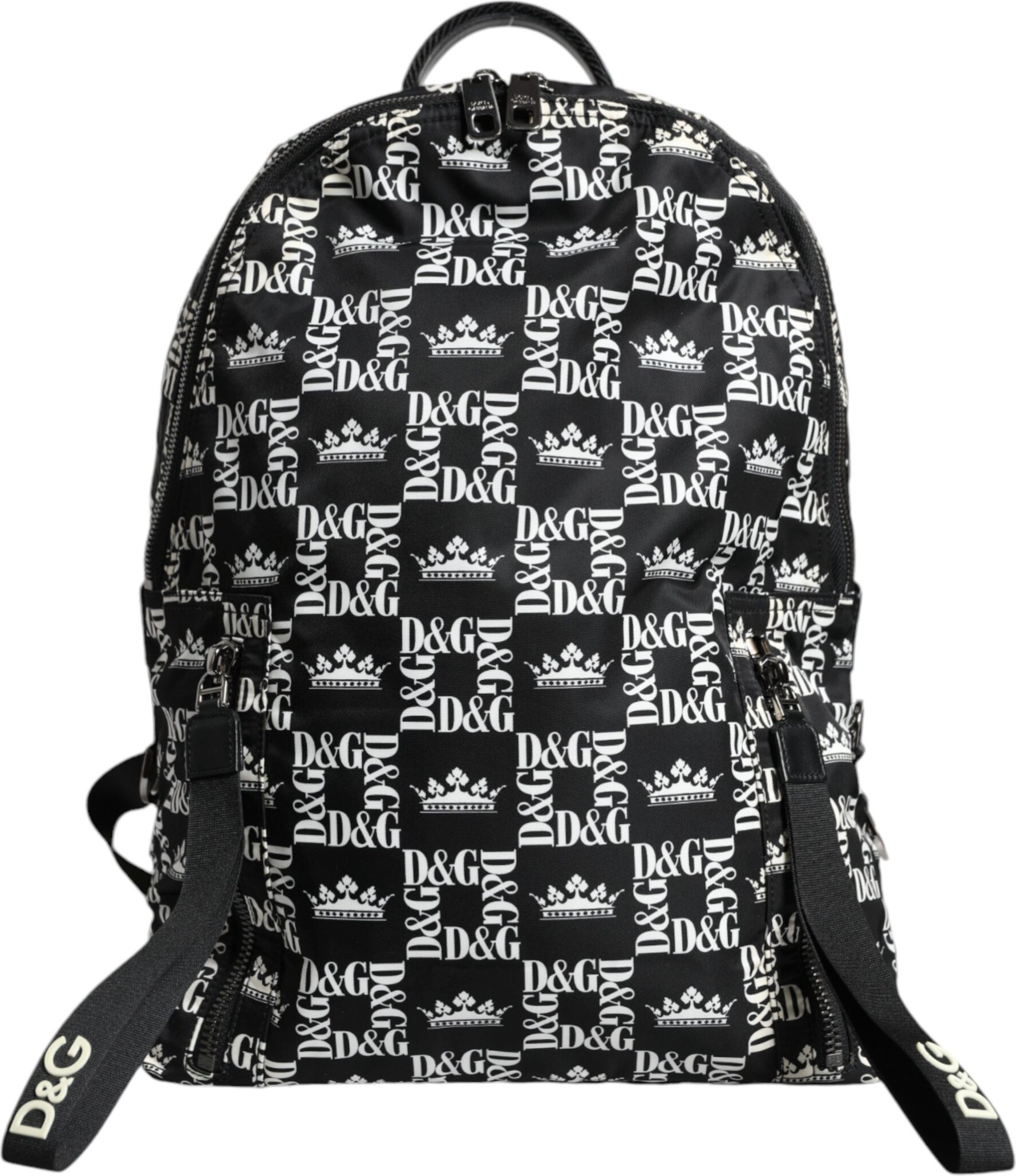 Backpack Dolce & Gabbana Black White DG Crown Logo Nylon Backpack Bag