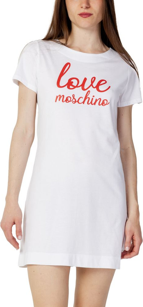 White Cotton Short Dress LOVE MOSCHINO