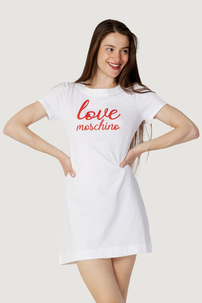 White Cotton Short Dress LOVE MOSCHINO