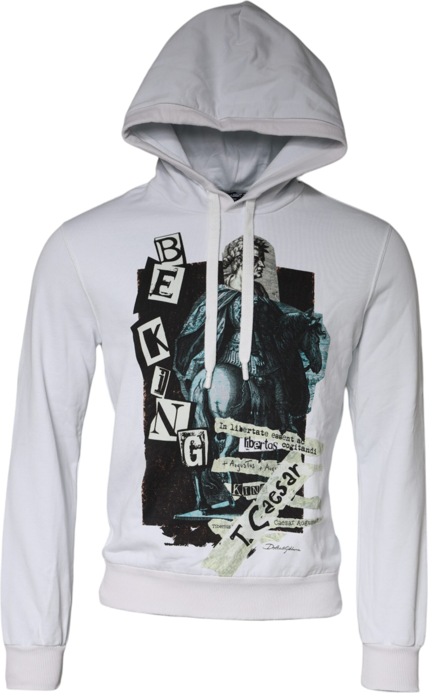 Dolce & Gabbana White Caesar Cotton Hooded Pullover Sweater