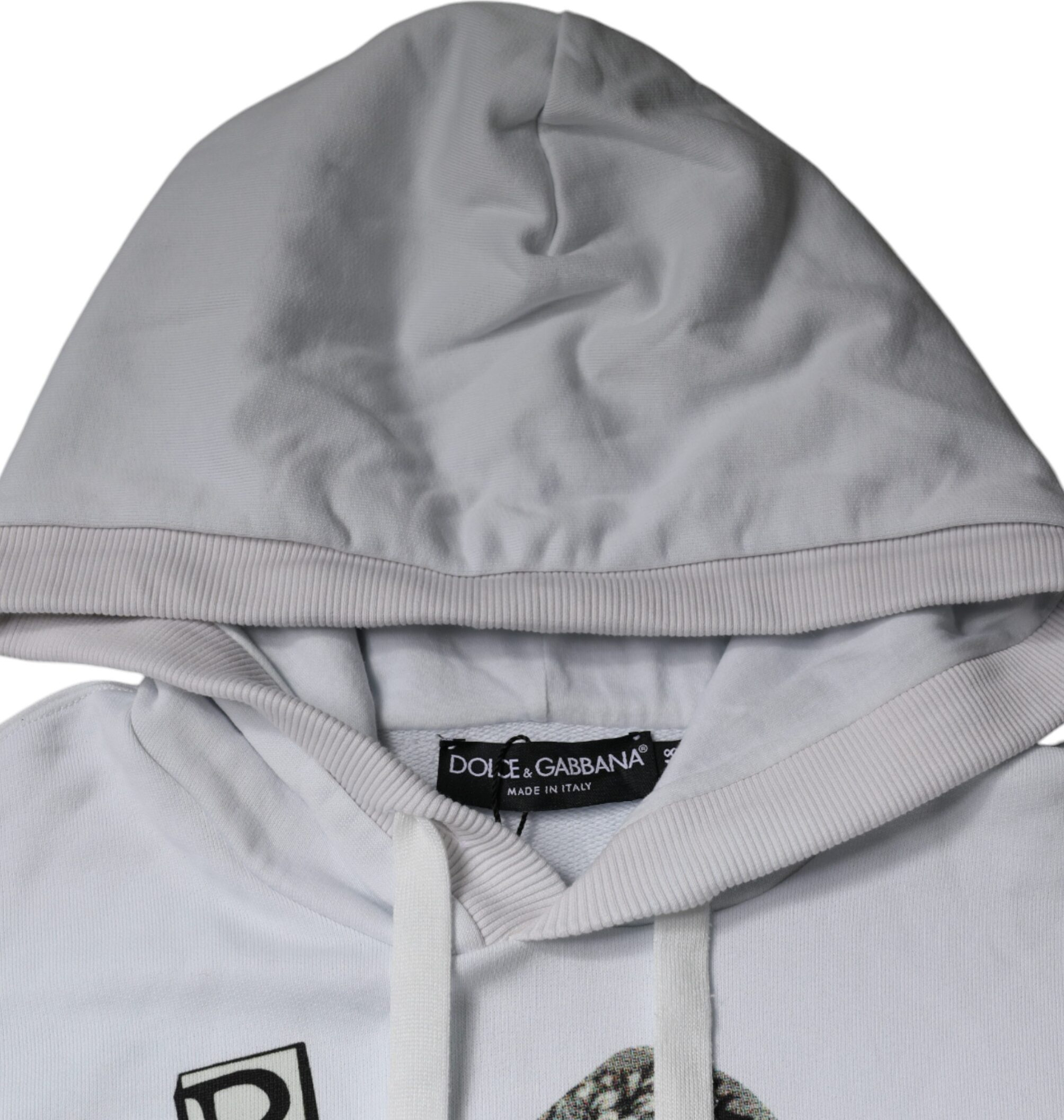 Dolce & Gabbana White Caesar Cotton Hooded Pullover Sweater