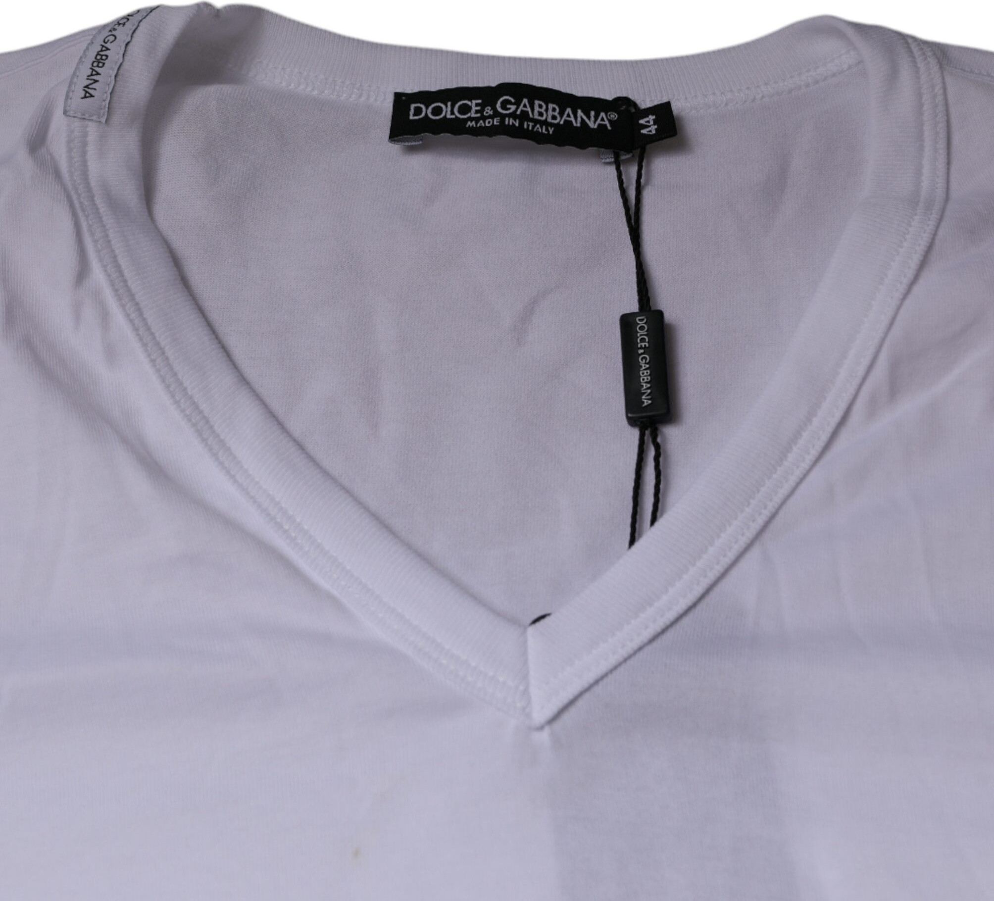 White Cotton V-neck Short Sleeves T-shirt Dolce & Gabbana