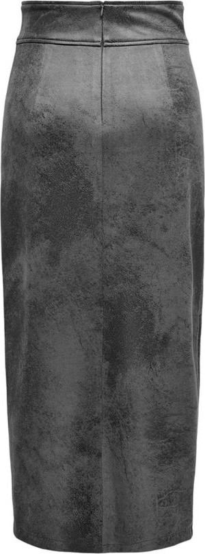 Gray Artificial Leather Long Skirt