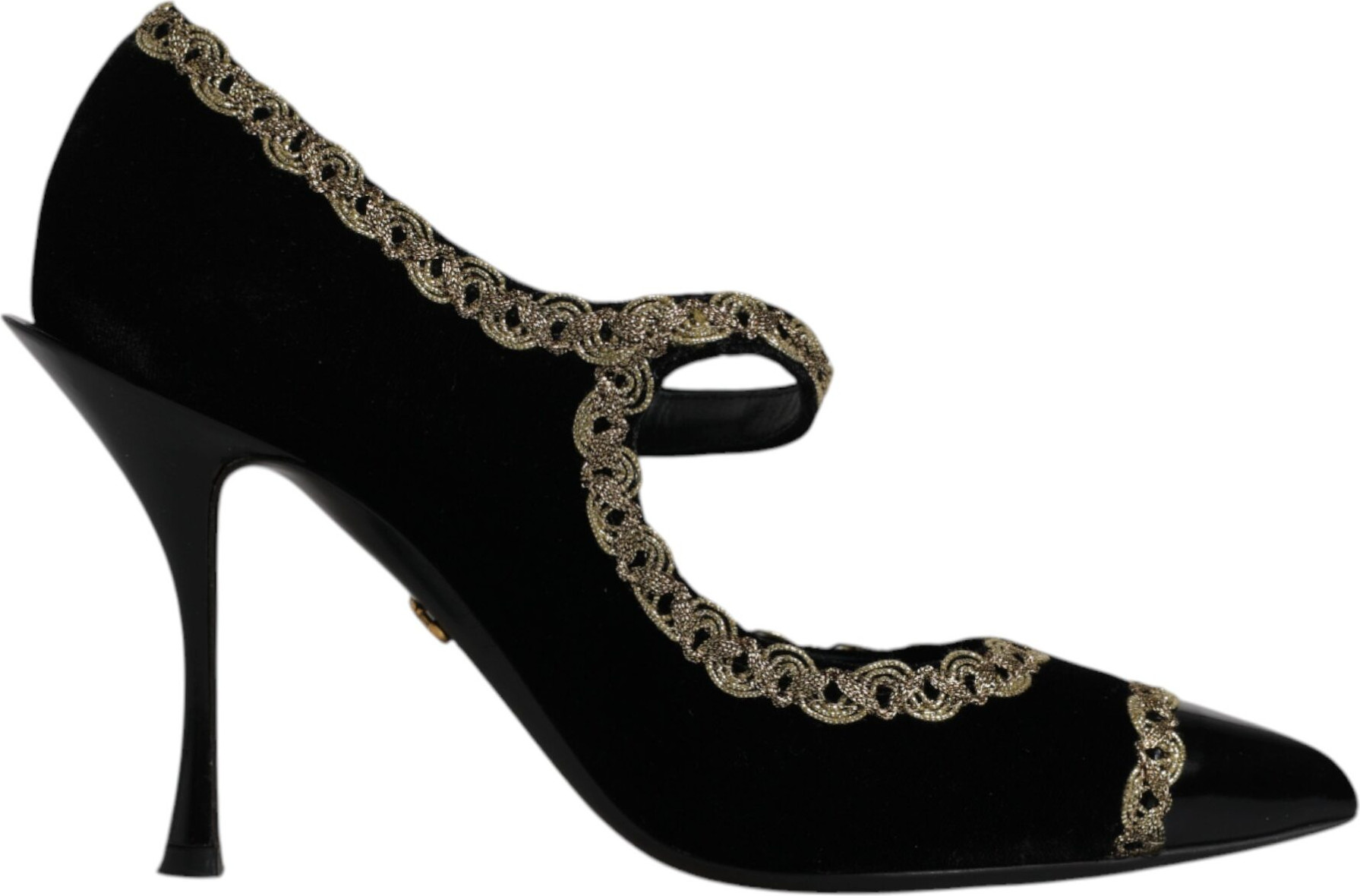 Black Velvet Gold Mary Janes Pumps Shoes Dolce & Gabbana