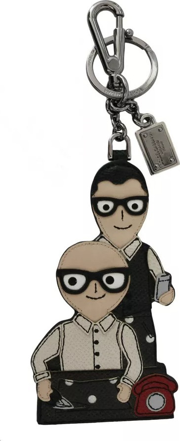 Kalit halqasi Dolce & Gabbana Kumush Deri Dominico Stefano #DGFAMILY Logotipi