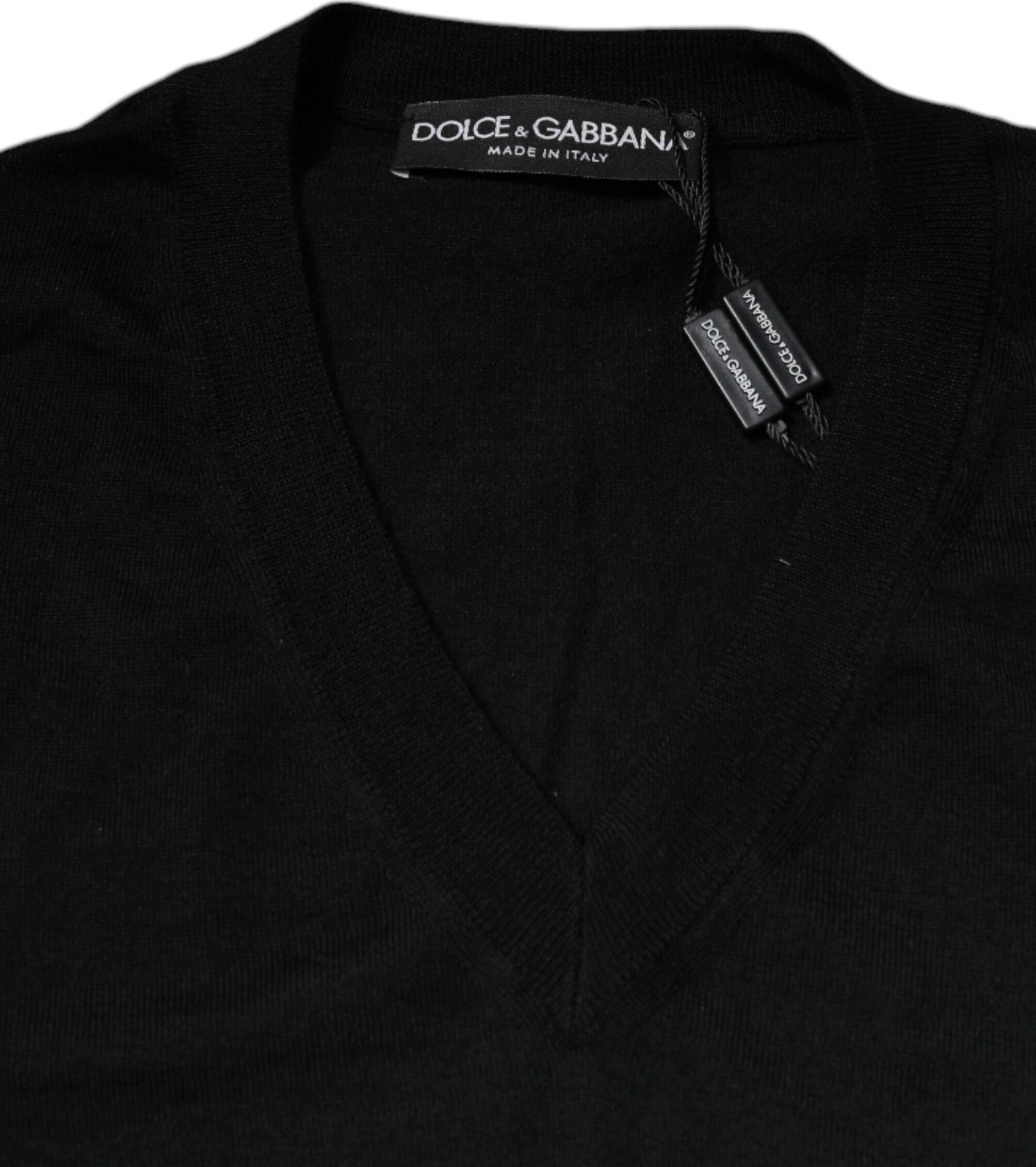 Dolce & Gabbana Qora Kashmir V-bo'yinli sviter