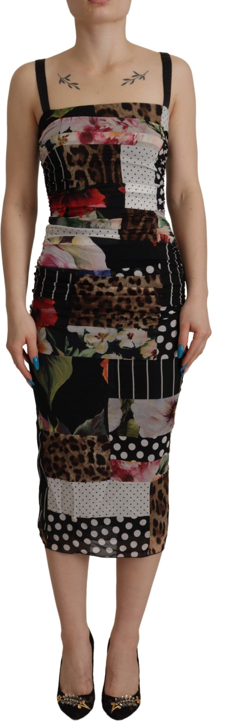 Multicolor Patchwork Midi Dress Dolce & Gabbana