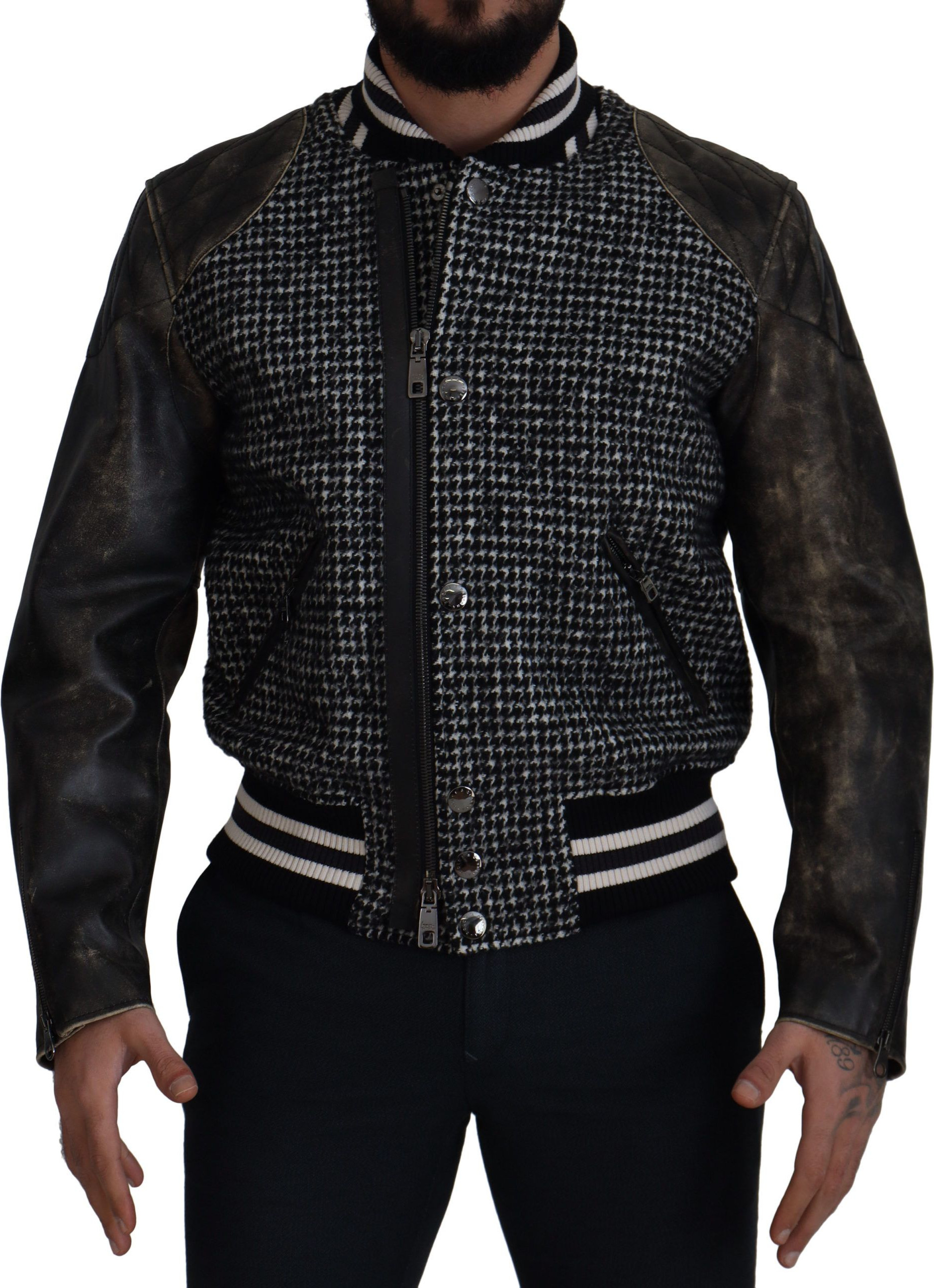Dolce & Gabbana qora it tishi naqshli bomber ko'ylagi