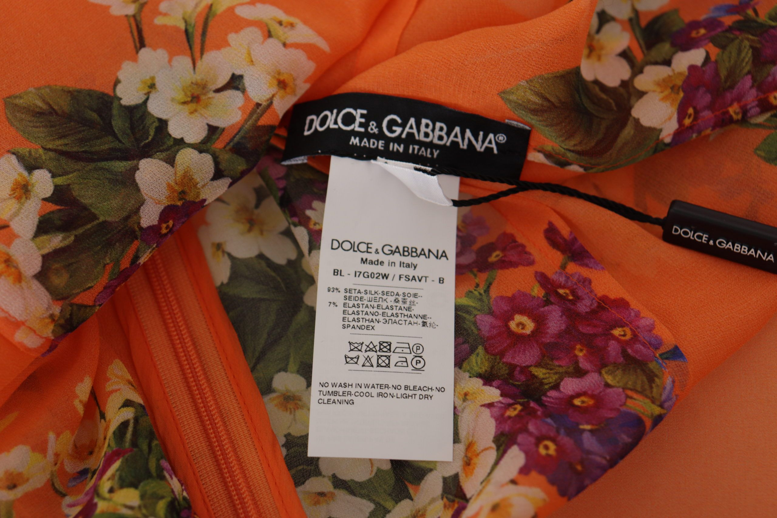 Dolce & Gabbana apelsin rangli gulli uzun yengli bluzka
