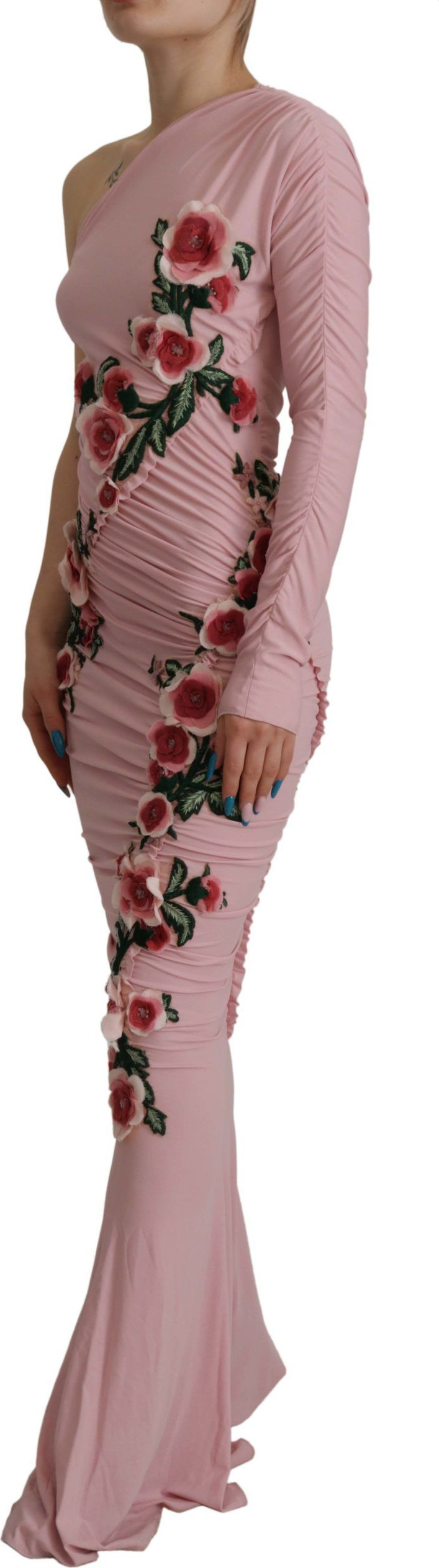 Платье Dolce & Gabbana с одним плечом, украшенное цветами