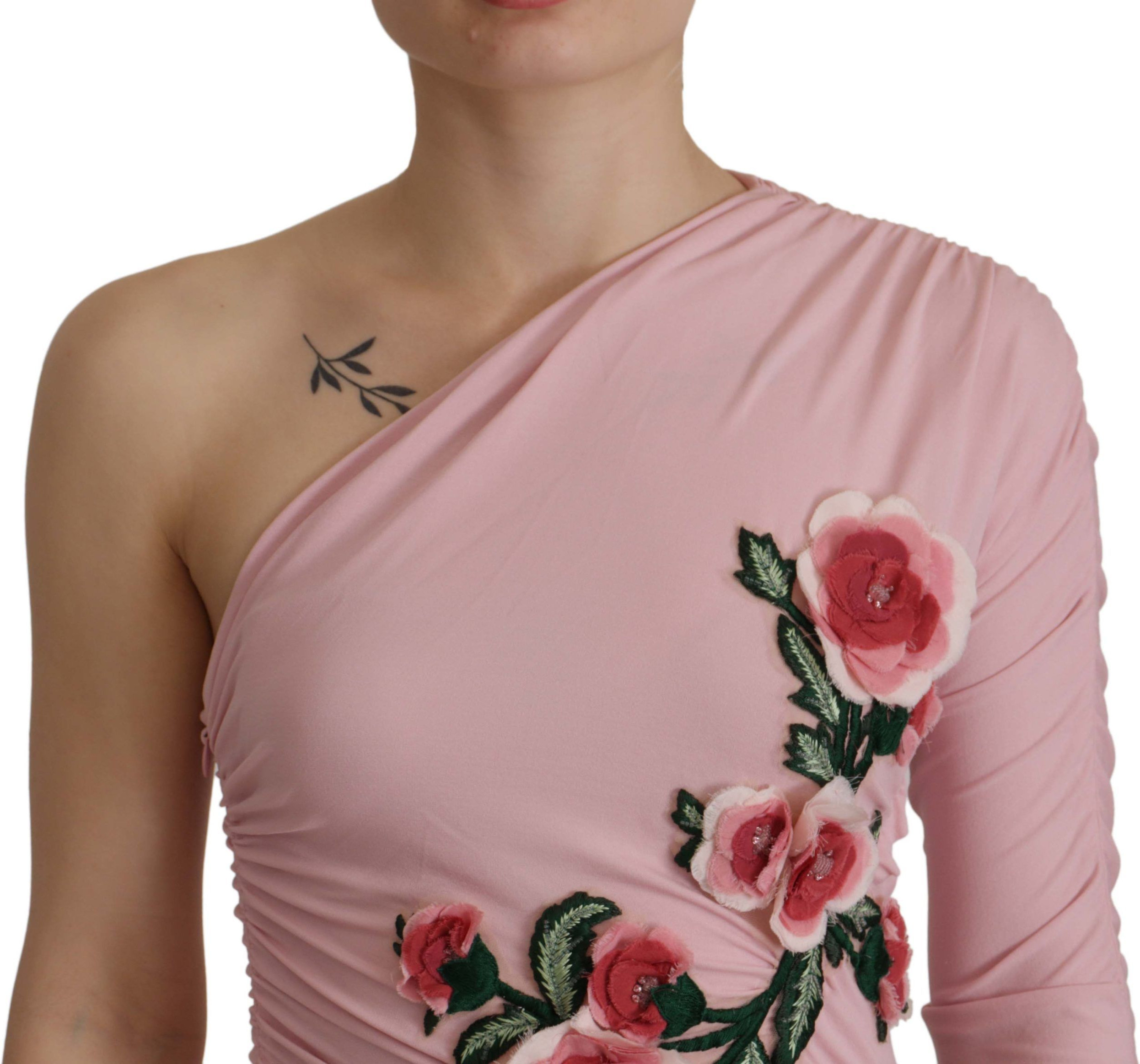 Платье Dolce & Gabbana с одним плечом, украшенное цветами