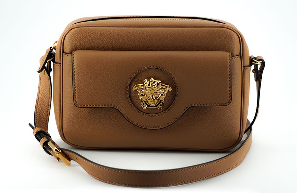 Crossbody bag Versace Elegant Brown Leather Camera Case Shoulder Bag